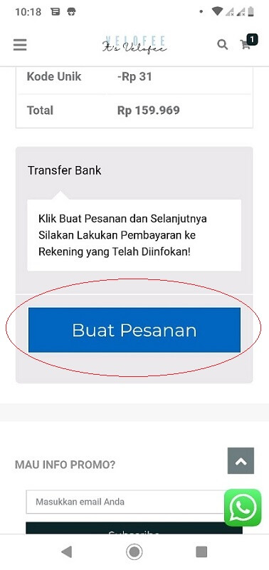 8 klik BUAT PESANAN
