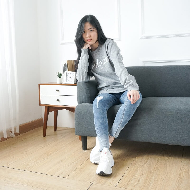 cute girl with grey sweater
